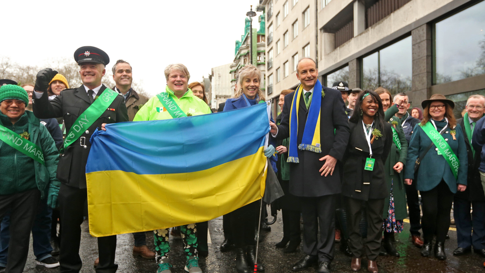 Premier Micheal Martin with the parade's grand marshals