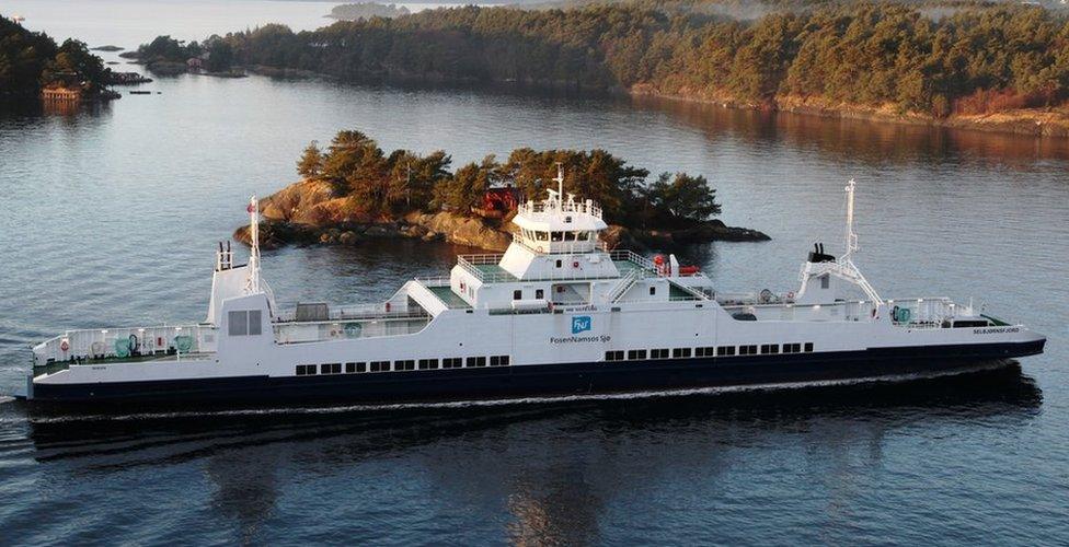 Ferry on fjord