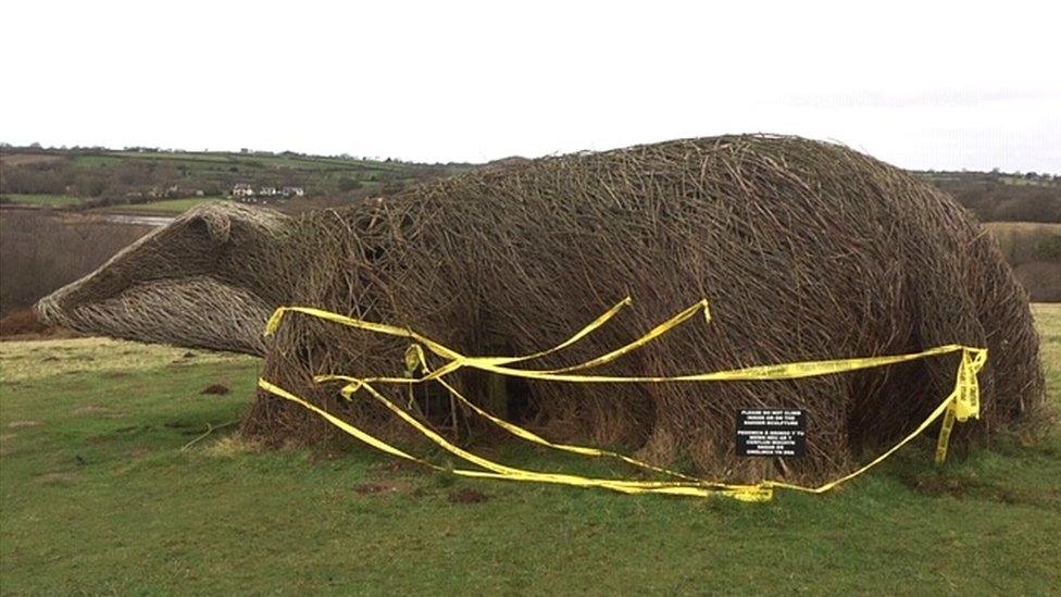 Badger sculpture at centre