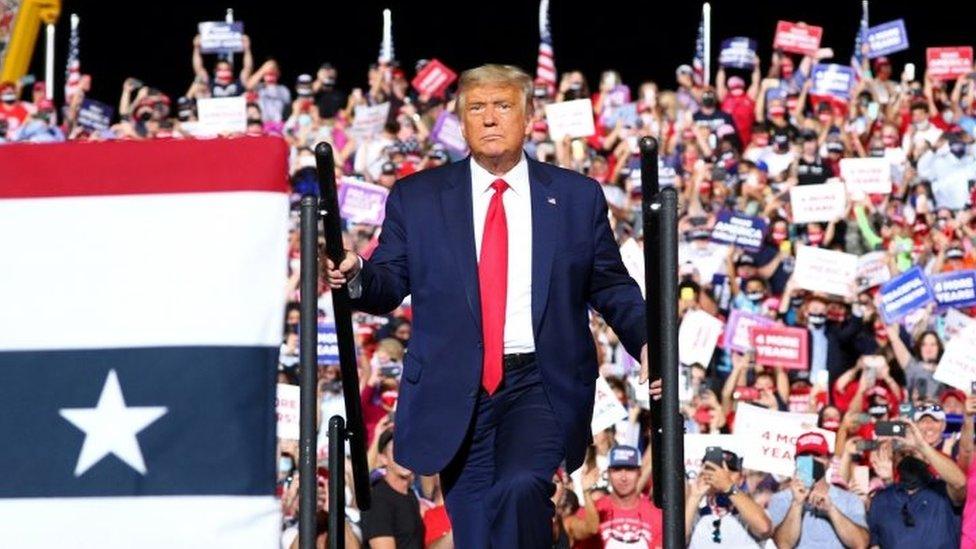 US President Donald Trump during a campaign rally in Gastonia, North Carolina. Photo: 21 October 2020