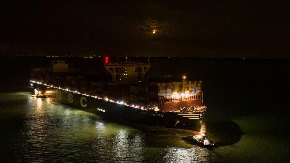 MSC Loreto arriving at Felixstowe