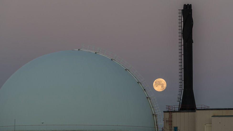 Moon pictured from the Dounreay nuclear power site near Thurso