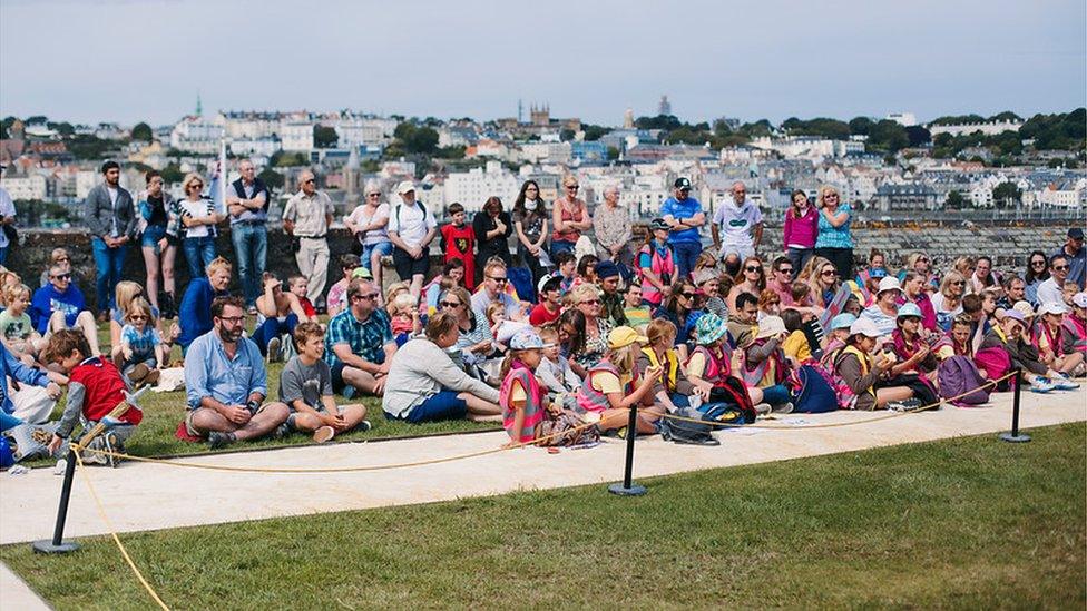 Crowd gathered for Fete d'etai at Castle Cornet