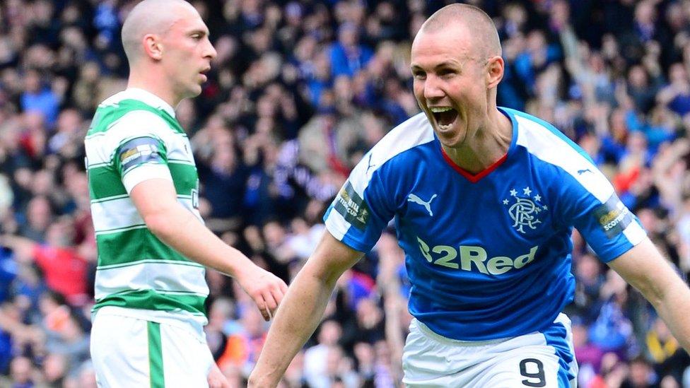 Kenny Miller celebrates the opening goal at Hampden