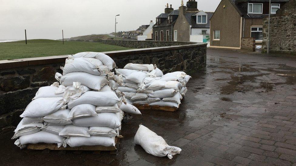 Sand bags in Macduff