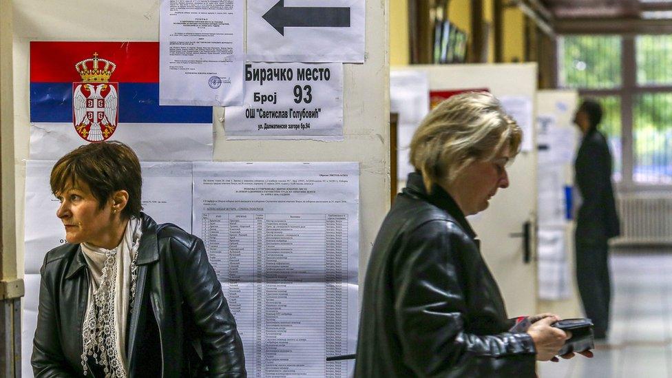 Polling station in Belgrade, Serbia, 24 April 201