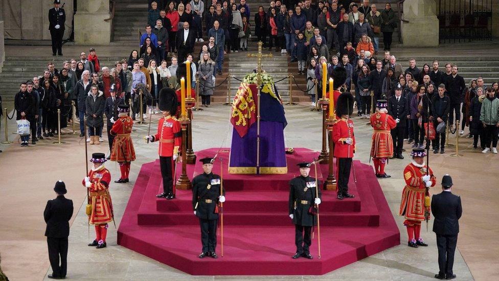 Queues of people waiting to see Queen's coffin