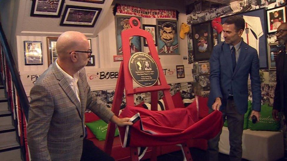 Franny Benali (right) unveils Alf Charles plaque