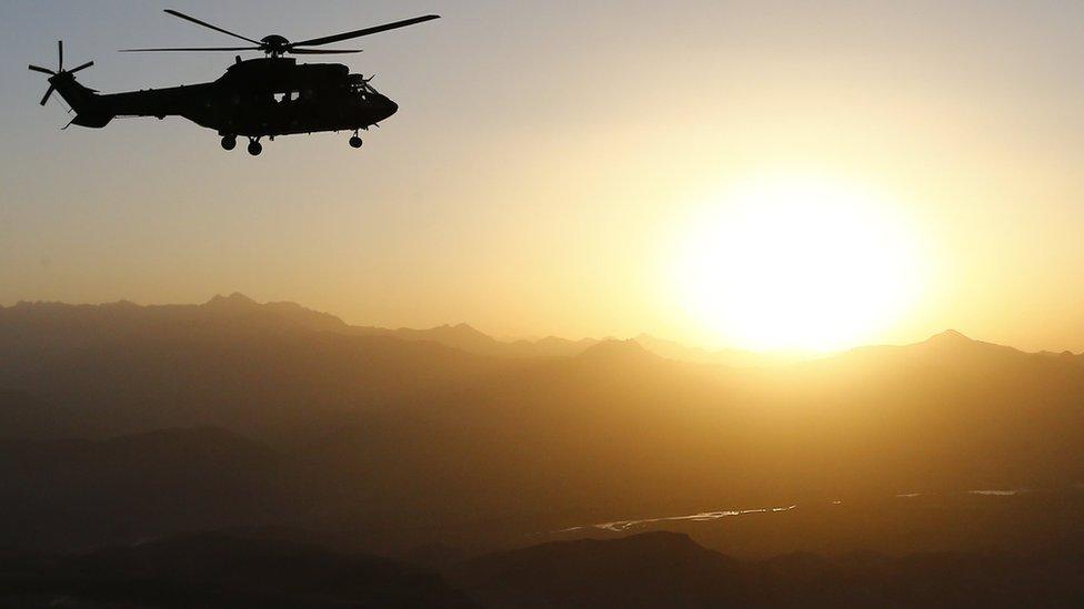 A French Cougar helicopter over Afghanistan, July 20912