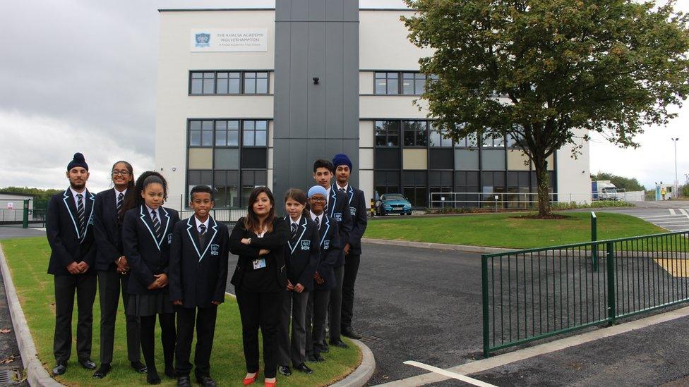 Teacher and pupils from Khalsa Academy