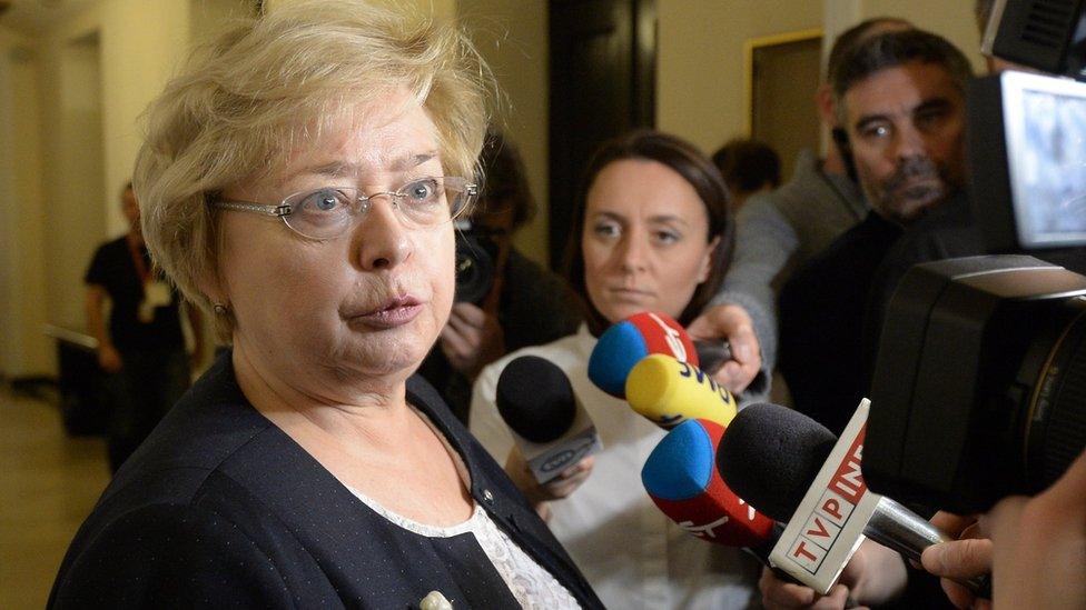 President of the Supreme Court of Poland Malgorzata Gersdorf speaks with the media in Warsaw, 29 November 2017