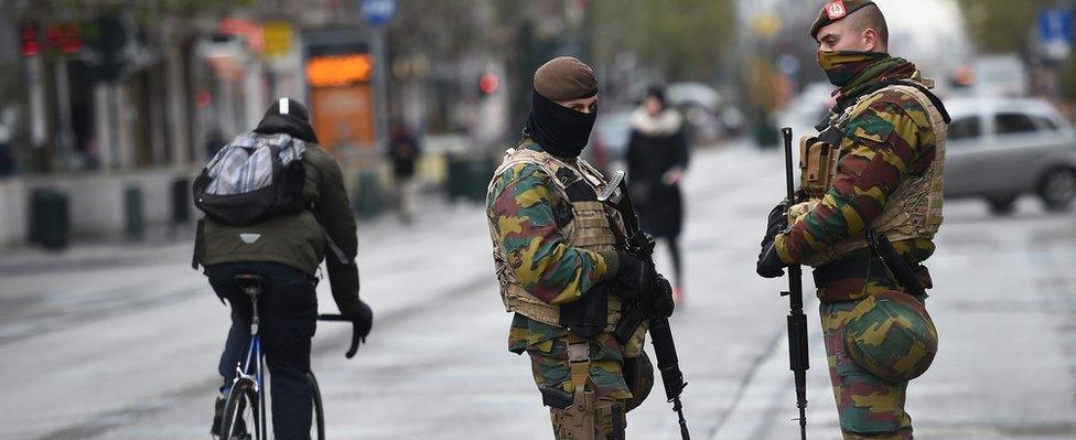 Soldiers on the streets of Brussels (24 Nov)