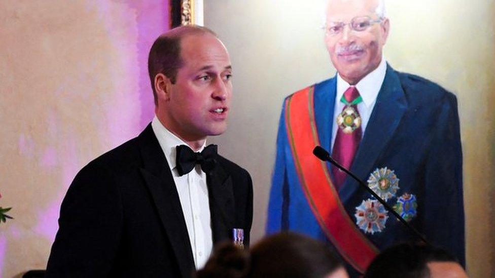 The Duke of Cambridge delivers a speech during a dinner hosted by the Governor General of Jamaica