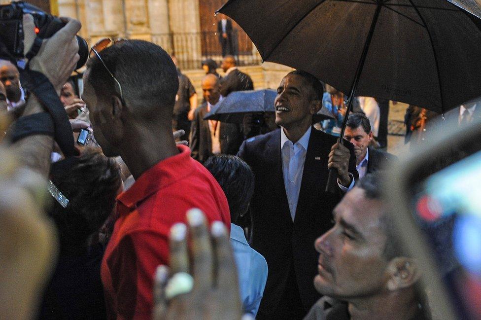 President Barack Obama tours Old Havana with his family at the start of a three-day visit to Cuba, in Havana