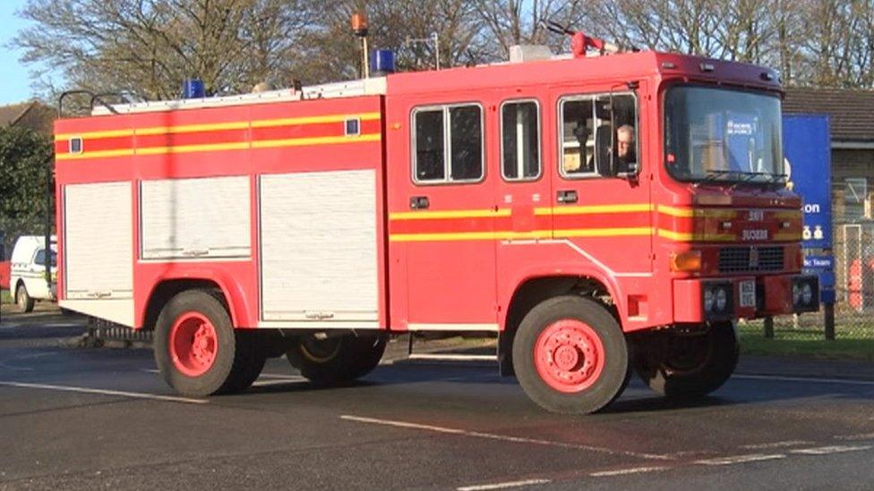 Fire engine leaves RAF Scampton