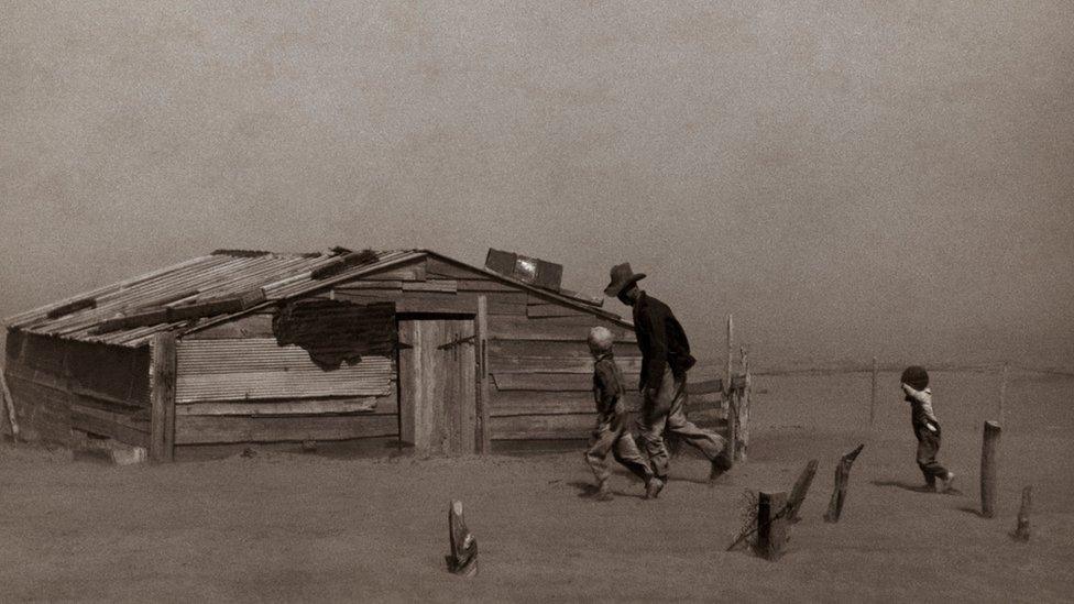 Conditions in the Oklahoma dust-bowl forced many to migrate west in the 1930s