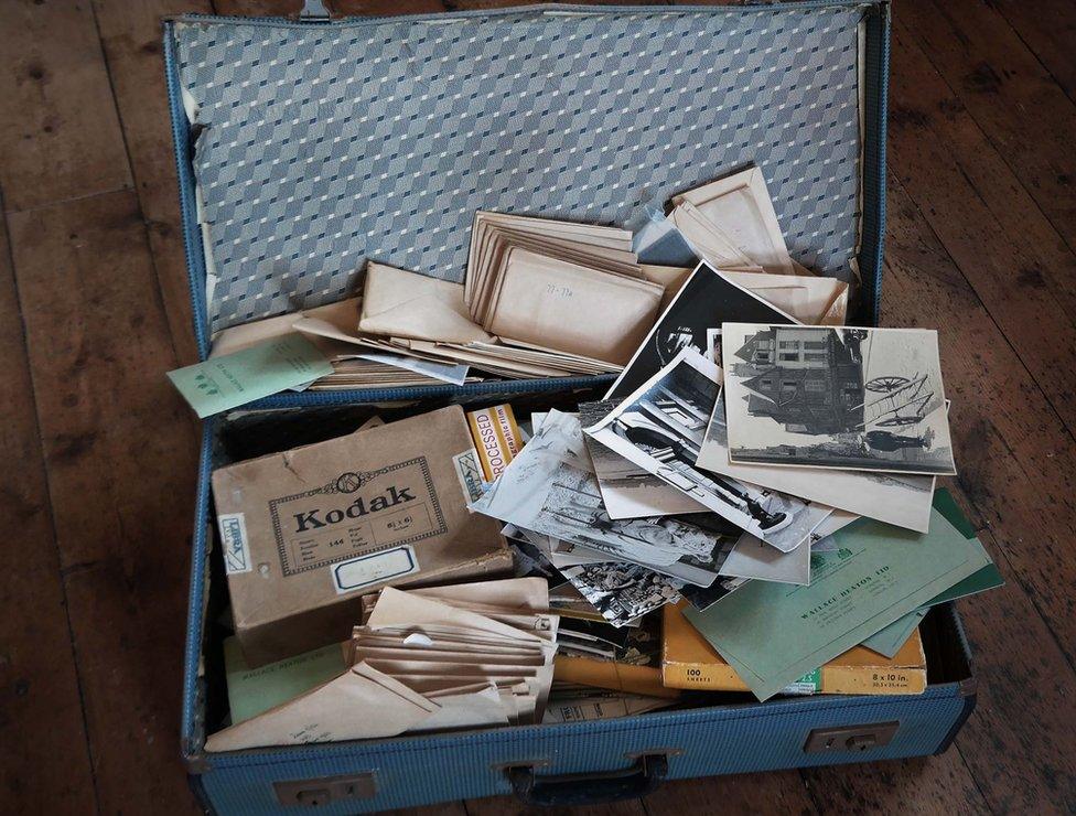 Suitcase of photographs taken by John Turner