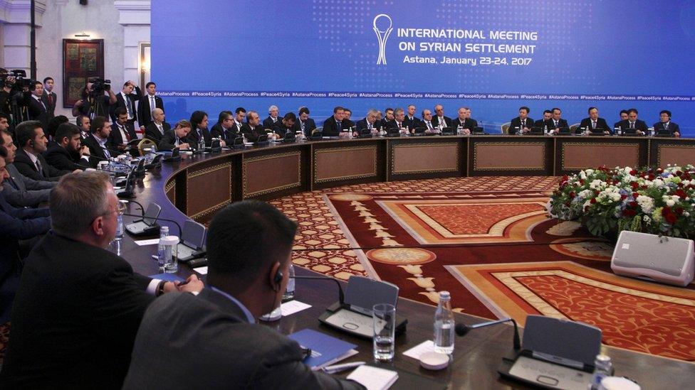 Participants of Syria peace talks in Astana, Kazakhstan (23 January 2017)