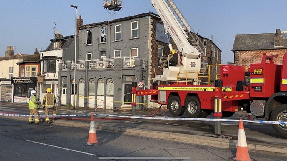 Fire at Haven Bridge in Great Yarmouth