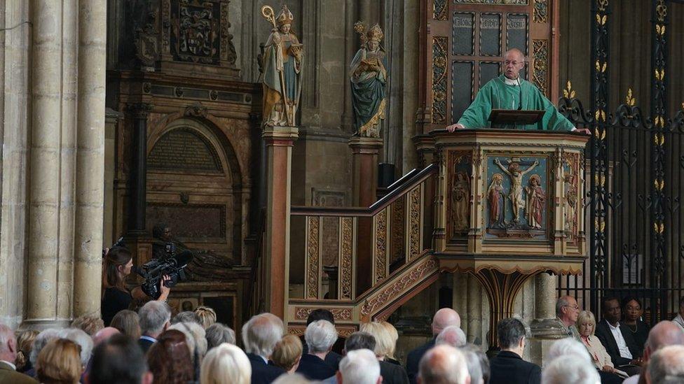 The archbishop leading the service