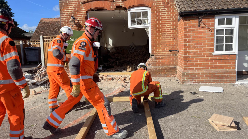 Emergency services making the building safe