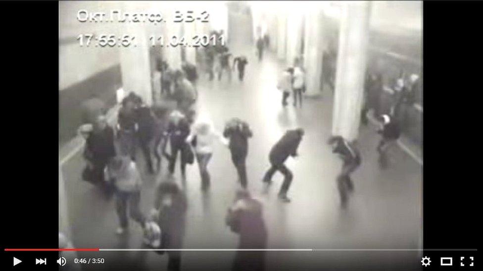 The original CCTV footage shows the explosion taking place in Minsk in April 2011