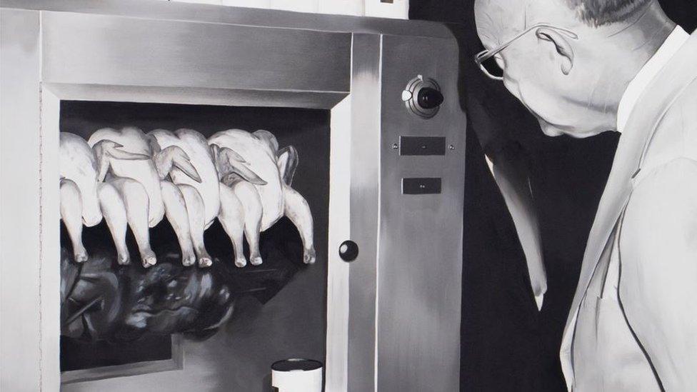 'President Eisenhower takes a look at a ham and some chickens', 2022