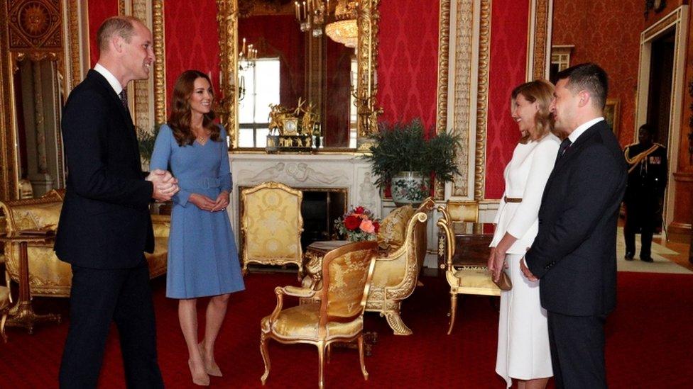 The Duke and Duchess of Cambridge with Olena and Volodymyr Zelensky at Buckingham Palace in October 2020