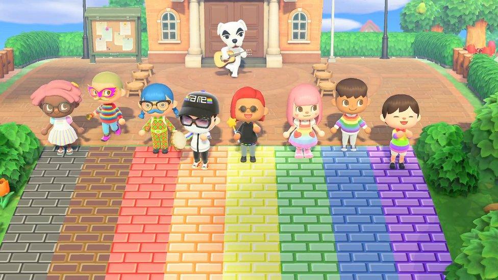 Animal-crossing-characters-rainbow-road.