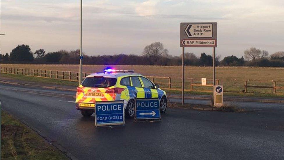 Police outside RAF Mildenhall