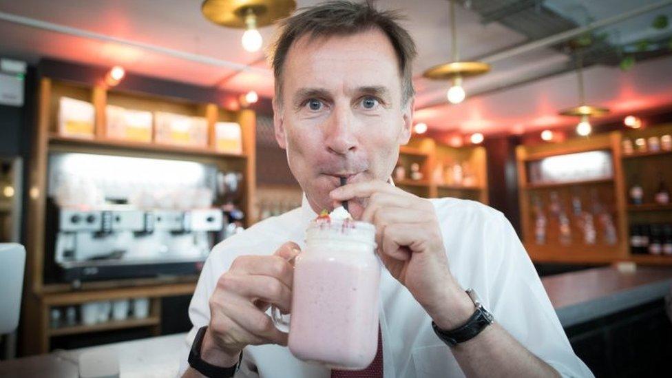 Jeremy Hunt drinking a milkshake