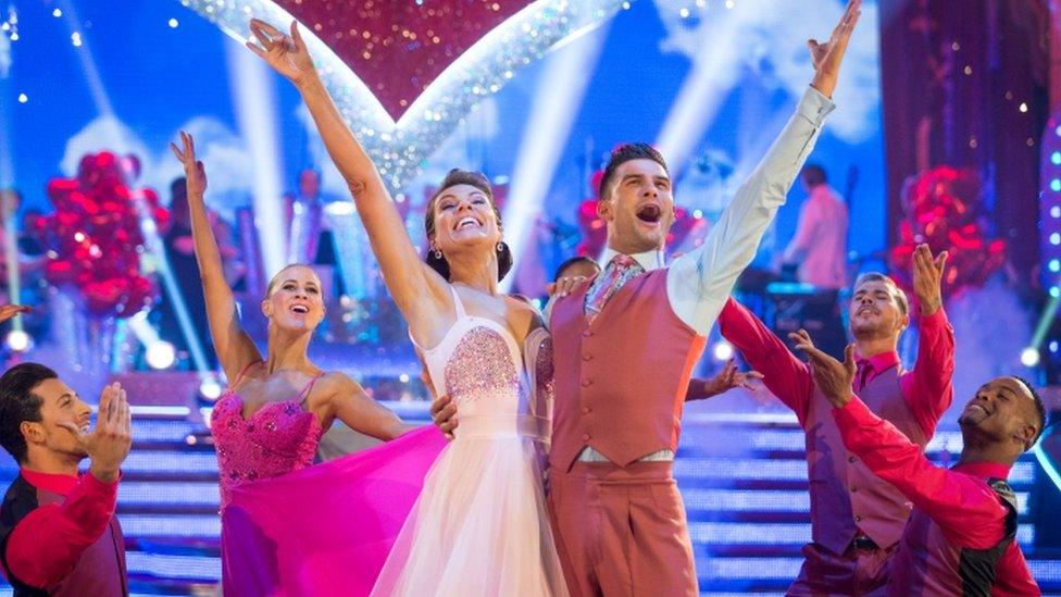 Kate Silverton and Aljaz Skorjanec taking part in Saturday"s Strictly Come Dancing live show from Blackpool