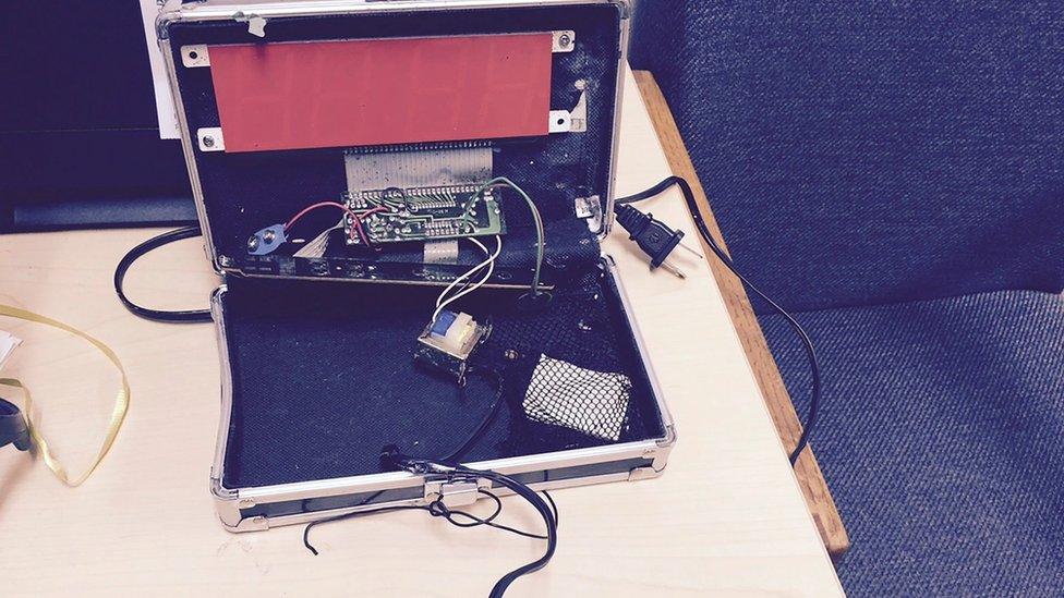 A homemade clock made by Ahmed Mohamed, 14, is seen in an undated picture released by the Irving Texas Police Department September 16, 2015.