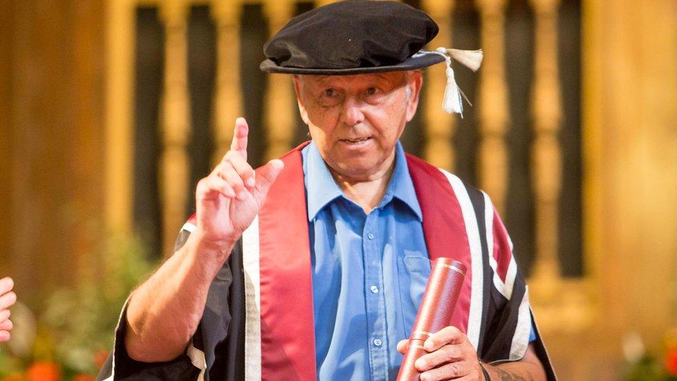 Mel Nurse receiving an honorary degree from Swansea University