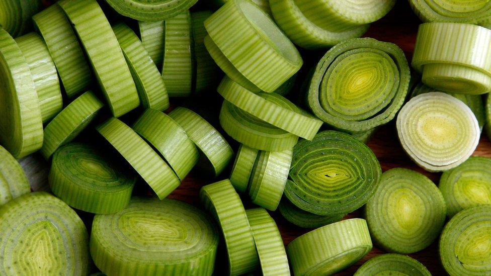 Slices of leeks