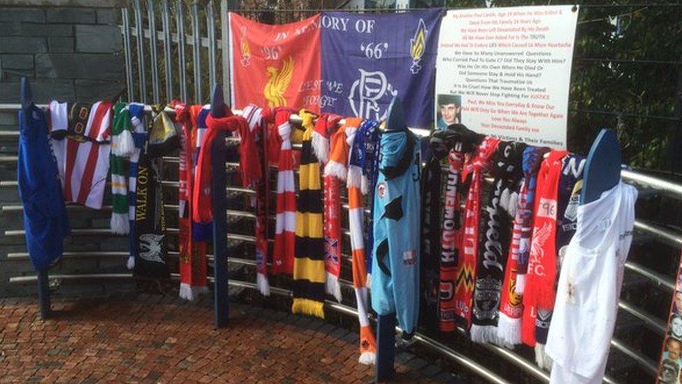 Football scarves left at Hillsborough