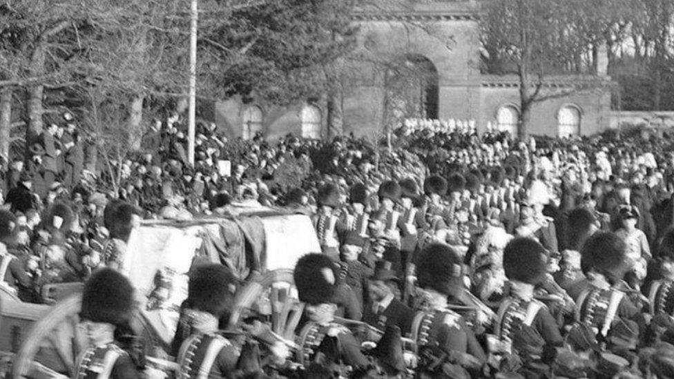 Queen Victoria's coffin during the procession