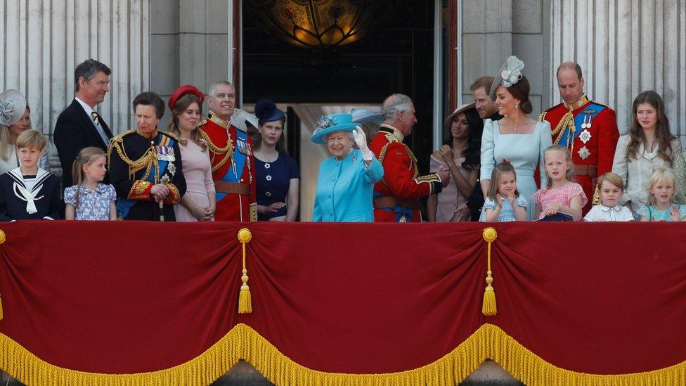 The royals gathered on the balcony at Buckingham Palace to watch the flypast