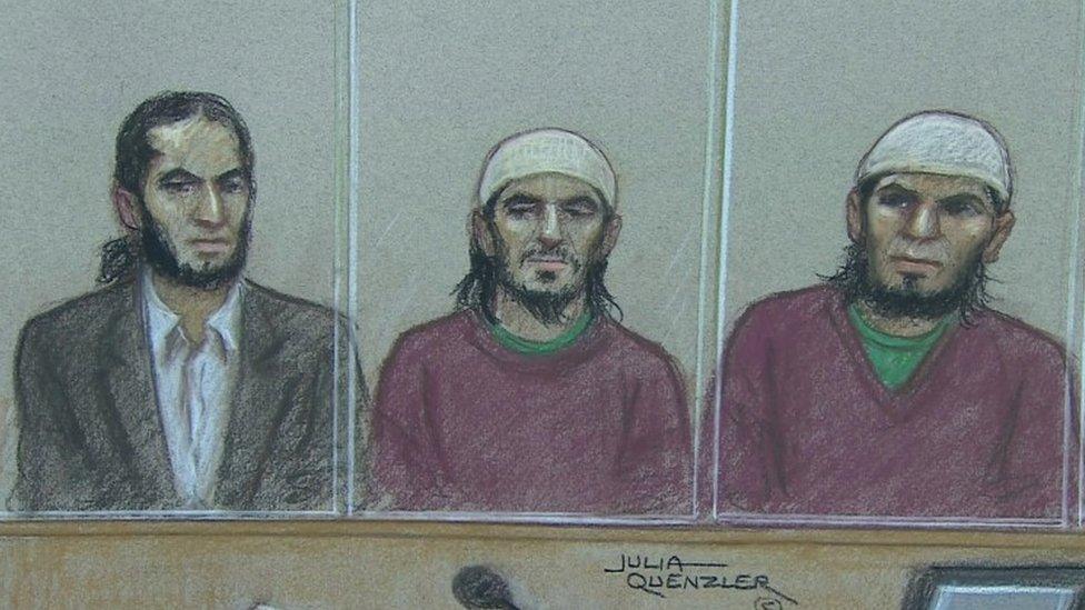 Haseeb Hamayoon, Nadir Syed, Yousaf Syed at Woolwich Crown Court earlier in the month