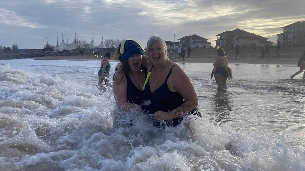 Swimmers at Minehead Beach