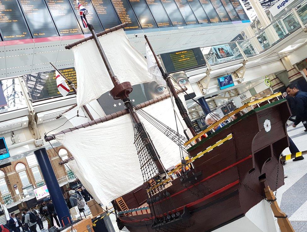 Replica of The Mayflower at Liverpool Street station, London