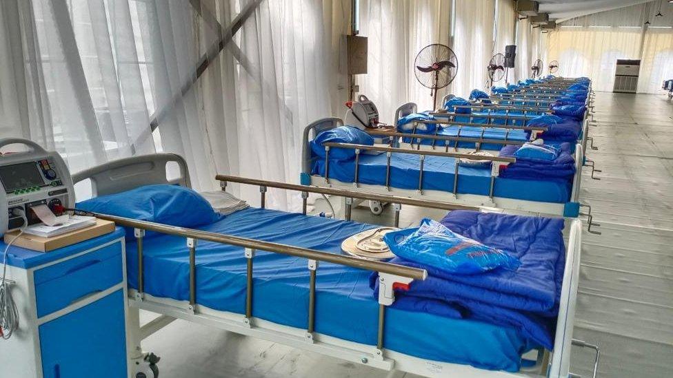 Beds in Onikan Stadium