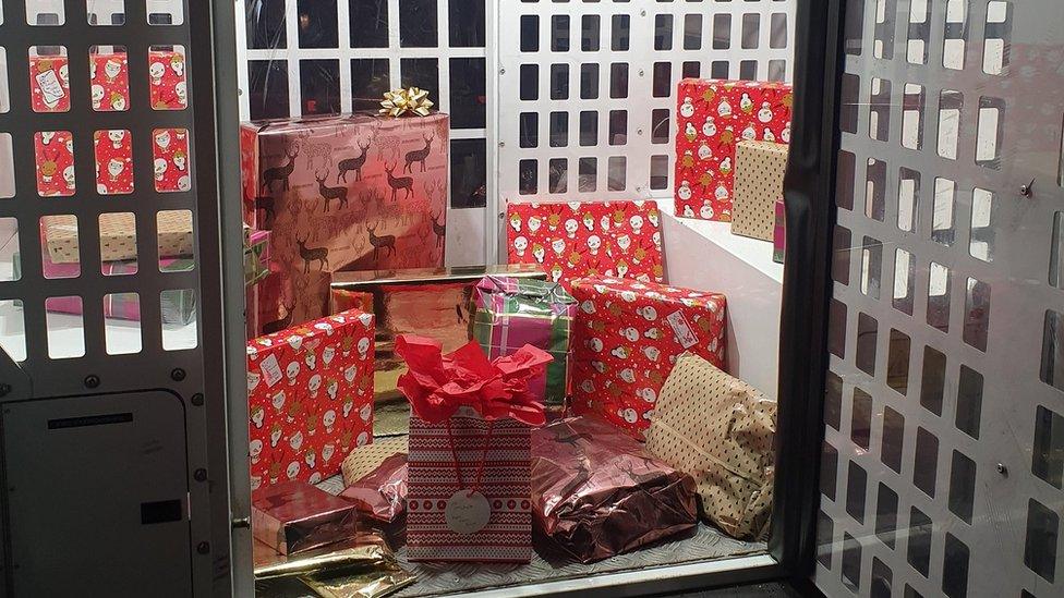 Presents in a police van