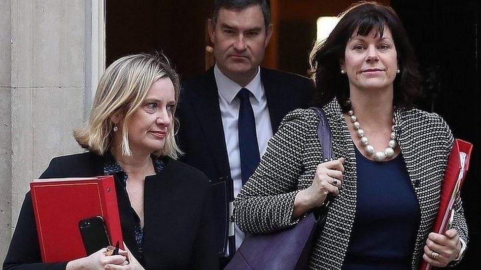 Amber Rudd (left), David Gauke and Claire Perry leave Downing Street