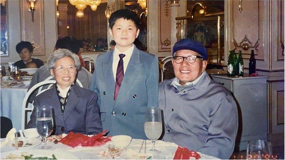 Vincent with his grandparents in 1994