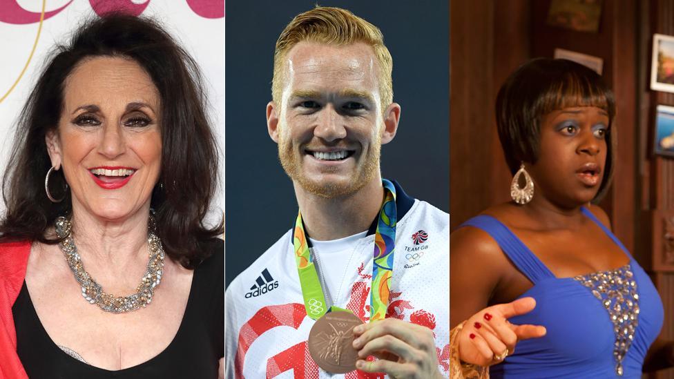 Lesley Joseph, Greg Rutherford and Tameka Empson