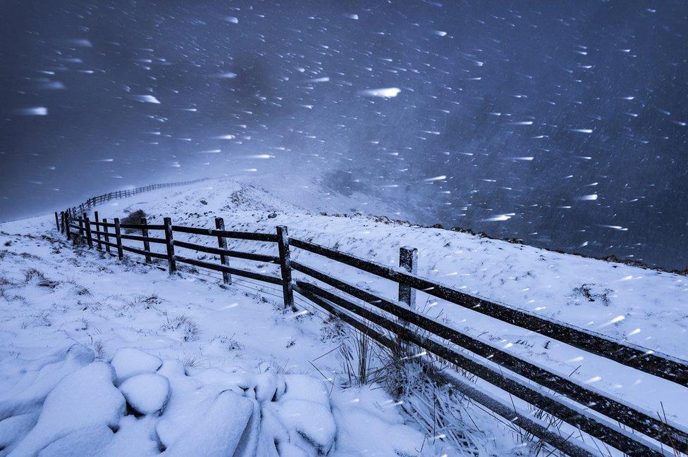 Blizzard in the High Peak, Derbyshire, England