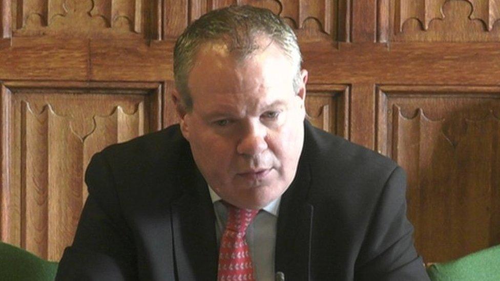 Conor Burns at the Northern Ireland Affairs Committee at Westminster on Tuesday