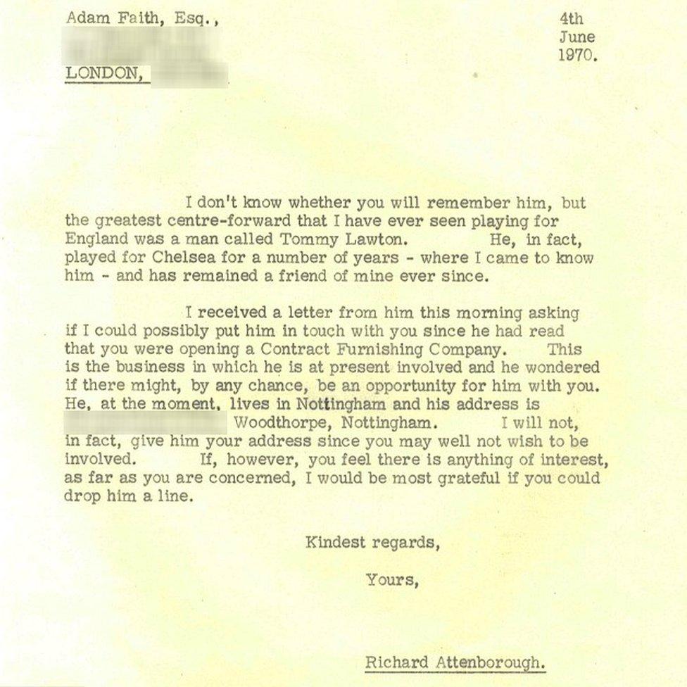 Adam Faith letter