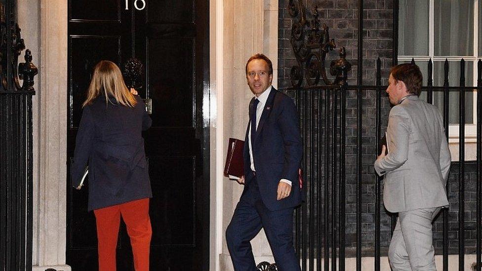 Health Secretary Matt Hancock entering Downing Street